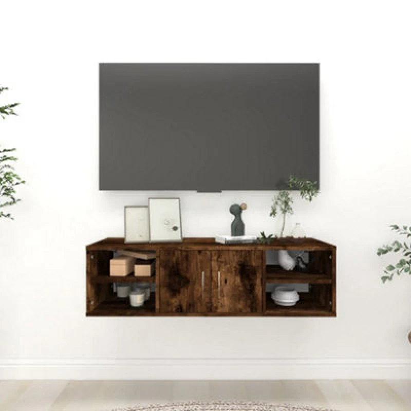 Image of vidaXL Wall Shelf Smoked Oak 102x30x29cm Engineered Wood, Brown 826363