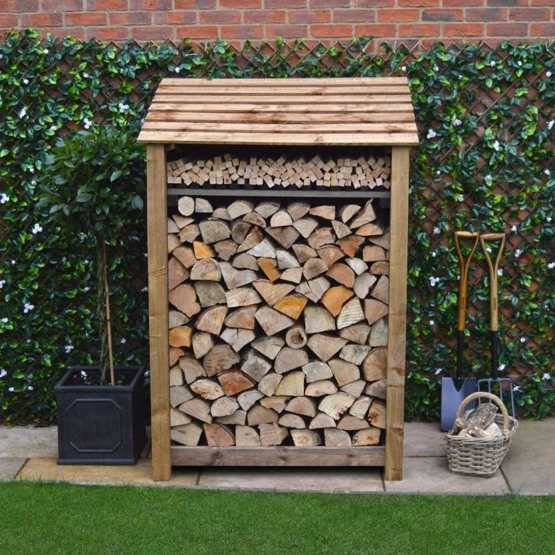 Image of Rutland County Garden Furniture Ltd Greetham 6ft Log Store with Kindling Shelf, L80 x W123 x H181cm, Brown Brown Unisex