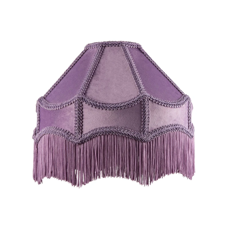 Image of Happy Homewares Traditional Victorian Empire Soft Velvet Lamp Shade with Lengthy Tassels in Lilac Size: 12" Lilac Unisex 12"