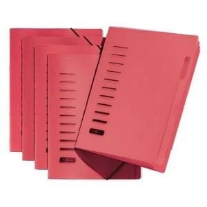 Image of Pagna A4 6 Compartment Sorting File Red Pack of 5 4005601