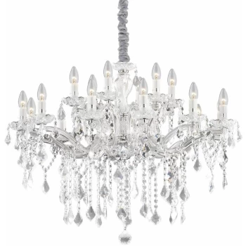 Image of Ideal Lux Lighting - Ideal Lux Florian - 18 Light Crystal Chandelier Chrome Finish, E14