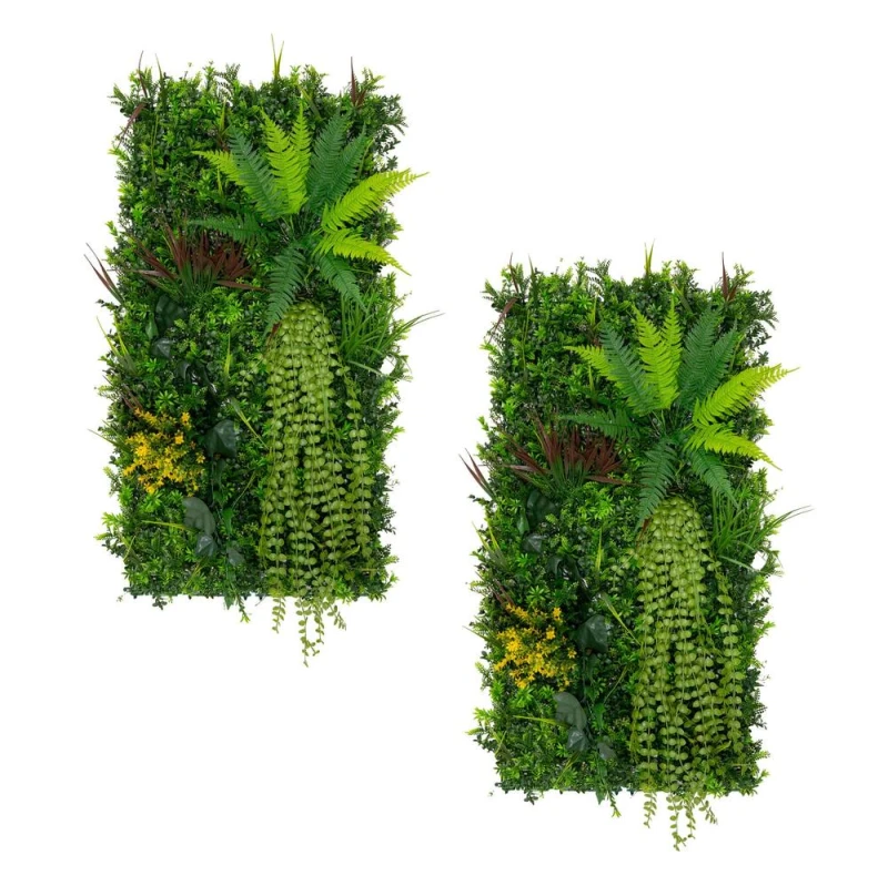 Image of Monstershop 2Pcs Artificial Plant Wall Panel 50 x 100cm Alina Living Foliage Greenery Tiles Indoor Outdoor Weather & UV Resistant Green