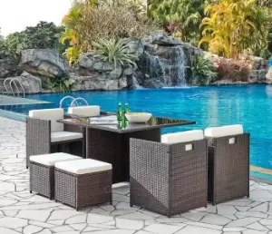 Image of Venice Cube Rattan Garden Furniture 9 Piece Set with Free Cover Included