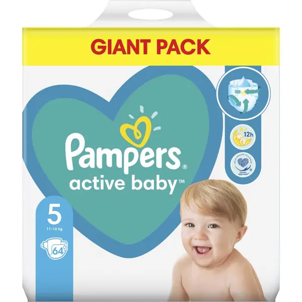 Image of Pampers Active Baby Size 5 64 Nappies