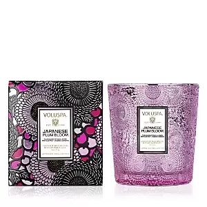 Image of Voluspa Japanese Plum Bloom Embossed Glass Classic Candle
