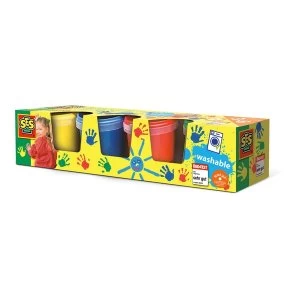 Image of SES Creative - Childrens Washable Finger Paints Set Four Paint Pots 3 to 6 Years (Multi-colour)
