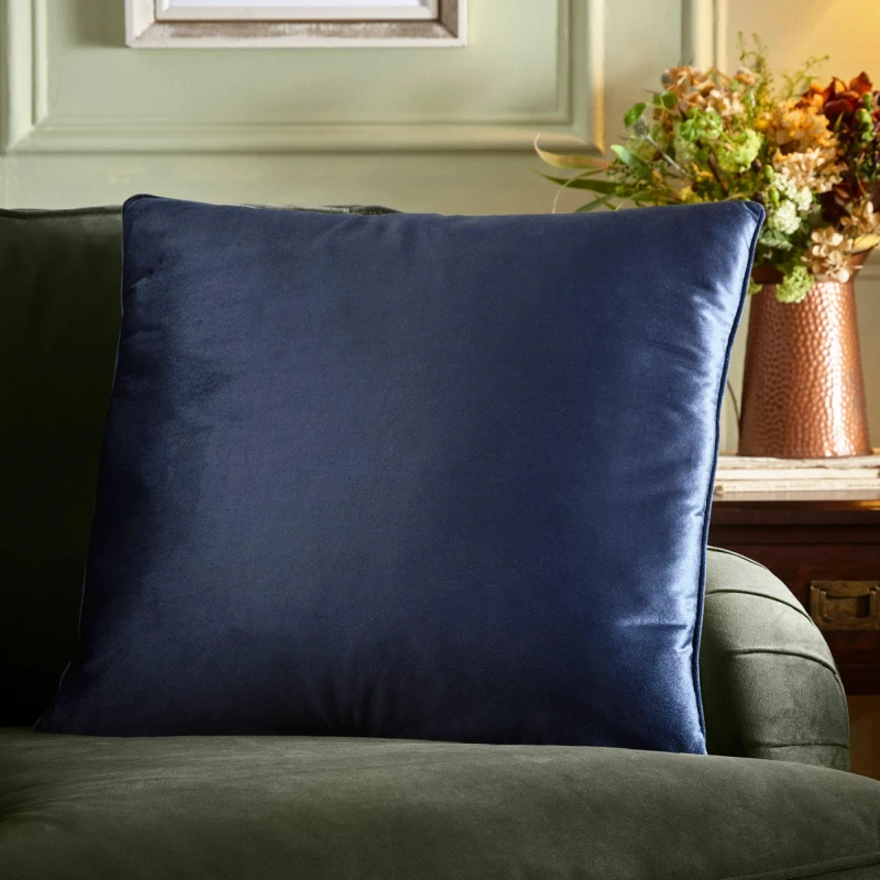 Image of Appletree 'Harlan' Velvet Filled Cushion Navy