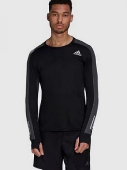 Image of Adidas Own The Run Long Sleeve T-Shirt - Black