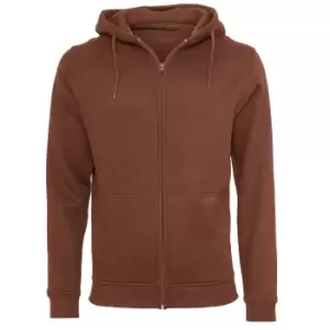 Image of Build Your Brand Mens Heavy Zip Up Hoodie (S) (Bark)