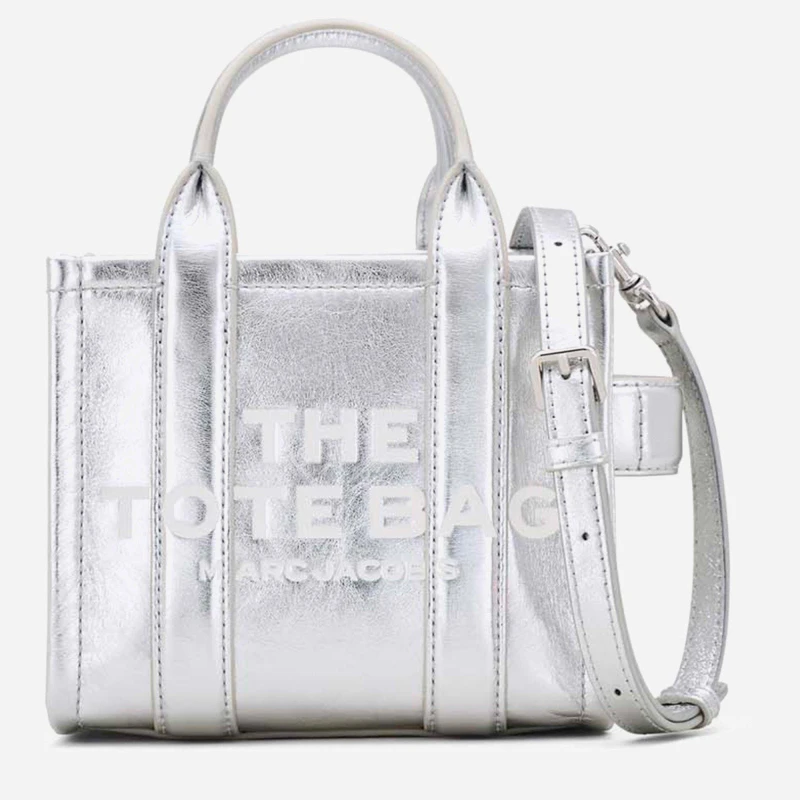 Image of Marc Jacobs Womens Met Cross Tote Bag Metallic Silver female One Size