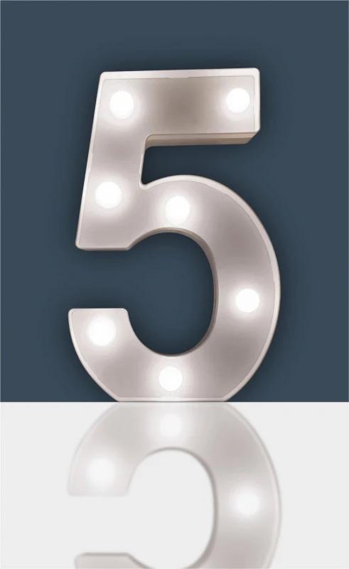 Image of STHELENS "5" Light Up 3D LED 22cm Numbers Party Birthday Wedding Battery Operated ELV-362752