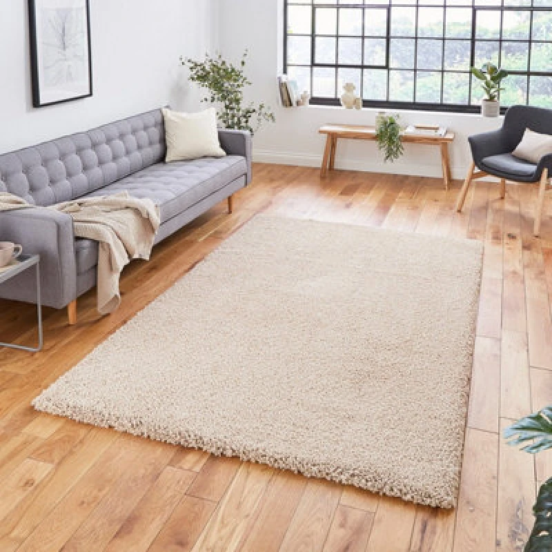Image of Camel Plain Shaggy Modern Easy To Clean Rug For Living Room Bedroom And Dining Room-120Cm X 170Cm