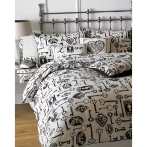 Image of Riva Home Keys Duvet Set (Double) (Linen/Black)
