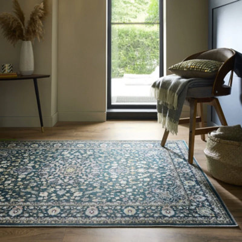 Image of Origins Windsor Dark Washable Rug Teal - Origins - Size: 160X230 Teal 160X230 WB93403