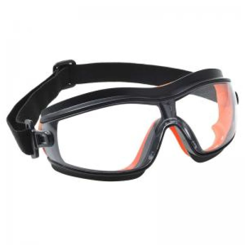 Image of Portwest Slim Safety Goggles PW26CLR Frame: Black / Orange