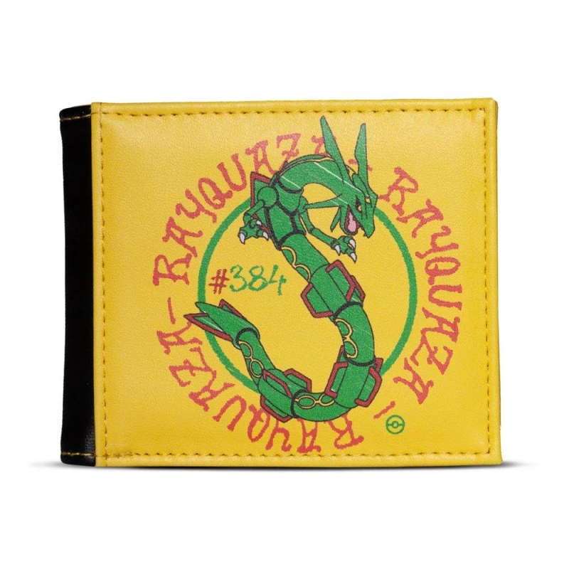Image of Pokemon Rayquaza #384 Graphic Print Bi-fold Wallet, Male, Yellow/Black (MW861581POK) Multi unisex