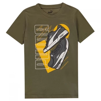 Image of Puma Sneakers T Shirt Junior Boys - Olive Base