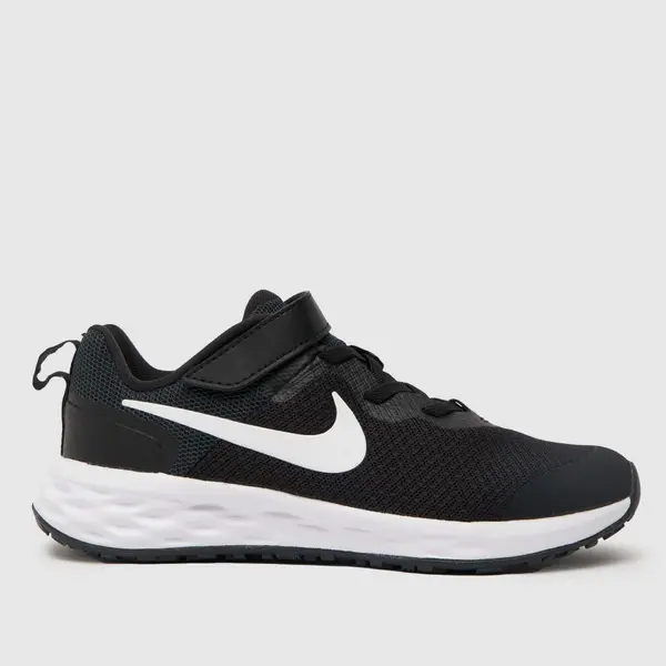 Image of Nike Black & white revolution 6 Junior trainers Black/White UK 1 (EU 33)