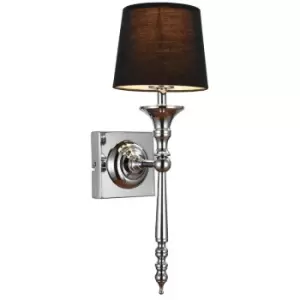 Image of Zumaline Lighting - Zumaline Cloe Wall Lamp with Shade, Black, Silver, 1x E27