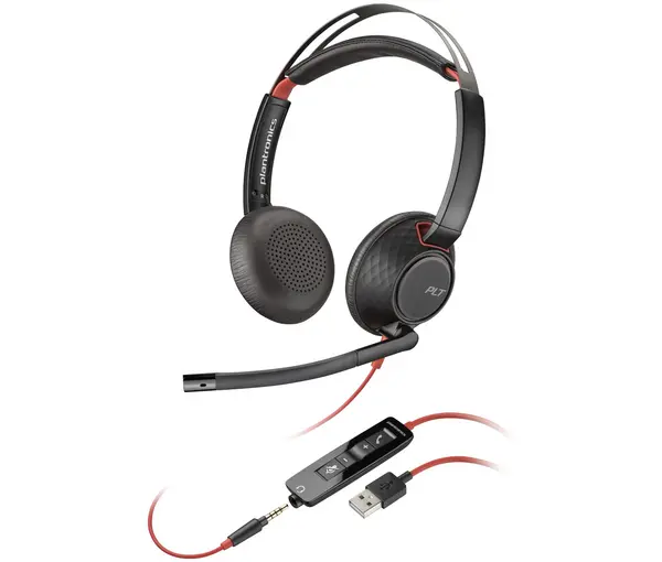 Image of POLY Blackwire 5220. Product type: Headset. Connectivity technology: Wired. Recommended usage: Calls/Music Product colour: Black