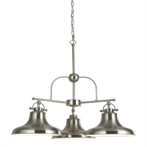 Image of 3 Light Pendant Satin Silver, White, E27