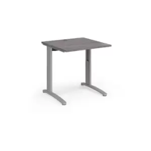 Image of Dams TR10 height settable straight desk 800mm x 800mm - silver frame, grey oak t