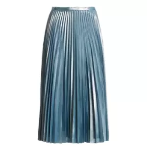 Image of Lauren by Ralph Lauren Suzu Pleated Metallic Chiffon Skirt - Blue