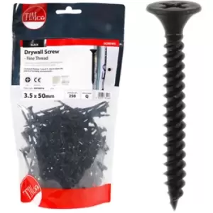 Image of Timco Plasterboard Screws Fine Thread (Black) - 3.5 x 50mm (250 Pack Bag)