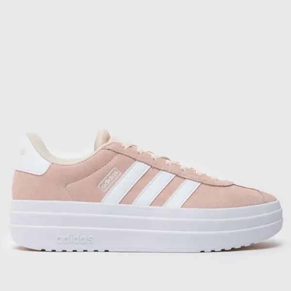 Image of adidas vl court bold trainers in white & pink White & Pink UK 6 (EU 39?)