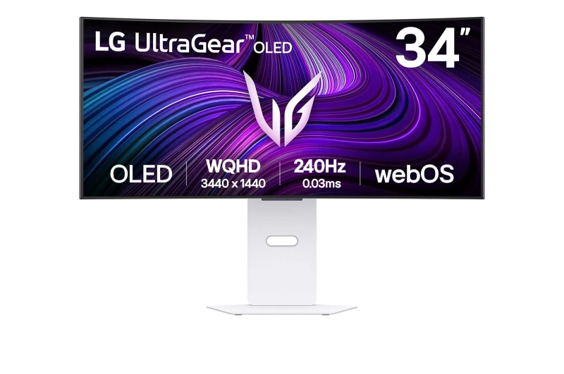 Image of LG UltraGear 34GX90SA 34 OLED WQHD 240Hz 0.03ms UltraWide Curved USB-C Gaming Monitor 34GX90SA-W.AEK White