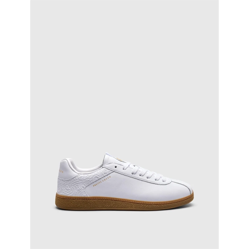 Image of Pretty Green Mens Zetas Leather Low-Top Trainers White/Gum male 7 (41)
