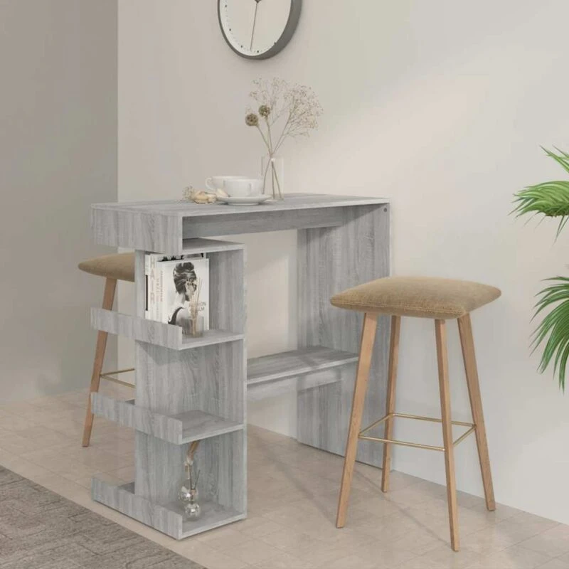 Image of VIDAXL Vidaxl - Bar Table with Storage Rack Grey Sonoma 100x50x101.5cm 8720286836453