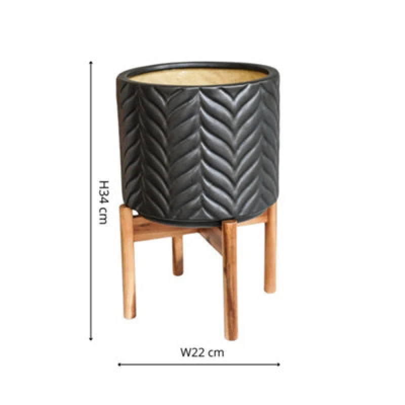 Image of Ivyline Aspen Chevron Mercury Planter H34Cm D22Cm