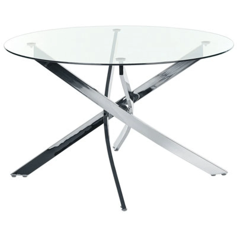Image of Beliani Dining Table Maramo Silver 120 Cm 120 Cm Tempered Glass
