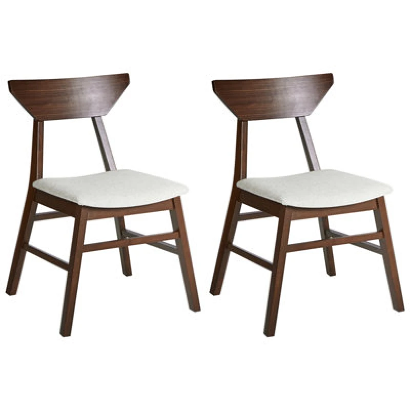 Image of Beliani Set Of 2 Dining Chairs Hopkins Wood Dark Brown