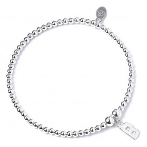Image of Initial B Charm with Sterling Silver Ball Bead Bracelet