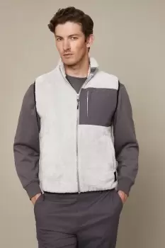 Image of Mens Sleeveless Funnel Neck Borg Pocket Gilet