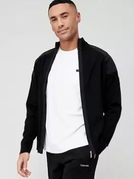 Image of Calvin Klein Mix Media Zip Through Jacket - Black, Size S, Men