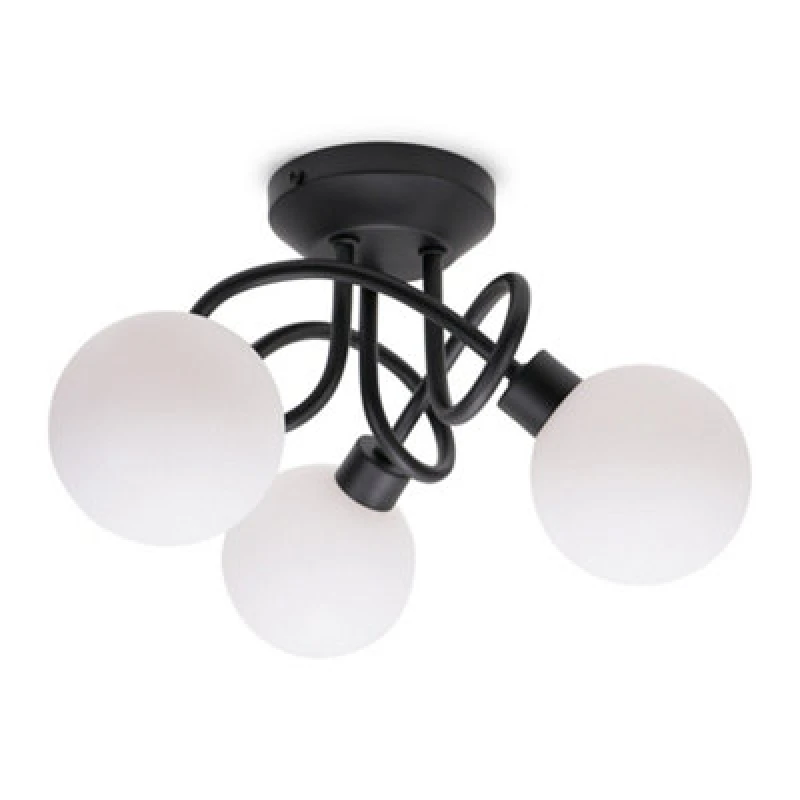 Image of ValueLights Velika 3 Way Opaque Flush Ceiling Light Black