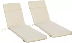 Image of Outsunny Set of 2 Sun Lounger Cushion Non-Slip Seat Pads Garden Patio Reclining Chair for Indoor Outdoor, 196 x 55cm, Dark Grey