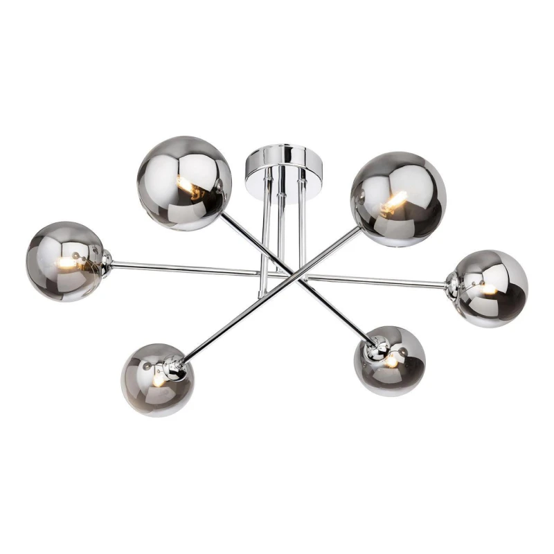 Image of Firstlight Lando 6-Light Semi-Flush Ceiling Light Smoked in Chrome