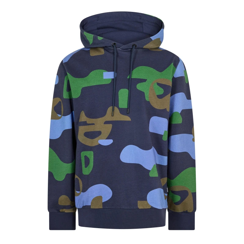 Image of Boss Mens Seeger Pull Over Hoodie Dark Blue male S