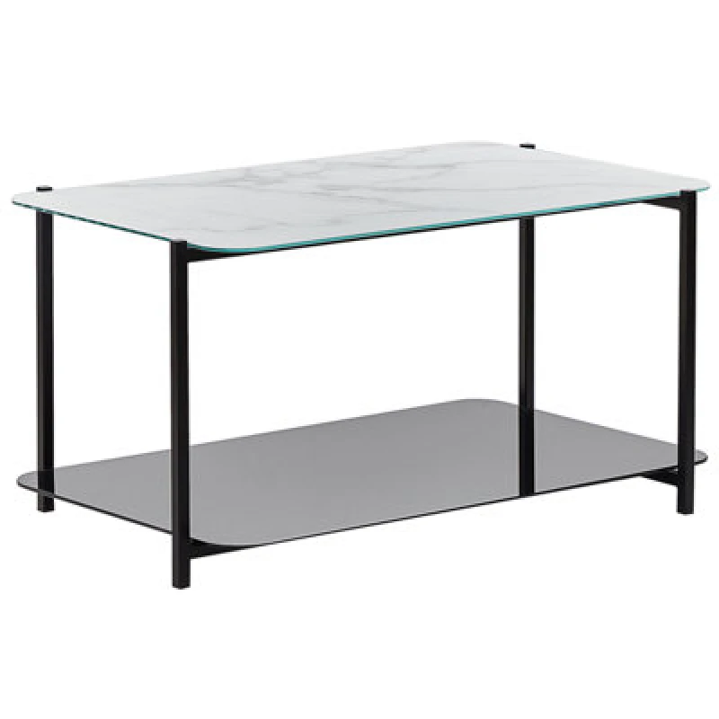 Image of Beliani Coffee Table Gloster Tempered Glass White Marble