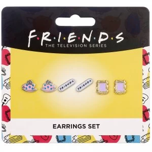 Image of Friends Set of 3 Earring Studs - Frame, Coffee Cup & Friends Logo