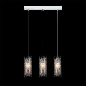 Image of Italux Ibiza - Modern Hanging Pendant Chrome 3 Light with Glass Shade, E14