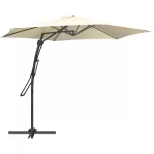 Image of Outsunny 3m Cantilever Parasol with Easy Lever Crank Handle 6 Metal Ribs White - Cream