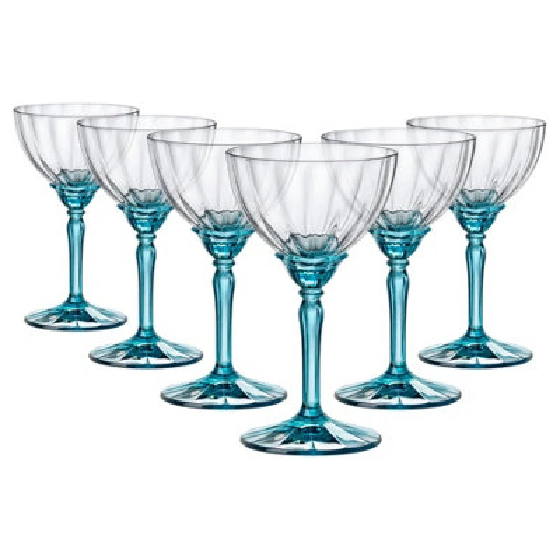 Image of Bormioli Rocco Florian Champagne Cocktail Saucers - 240ml - Blue - Pack Of 6