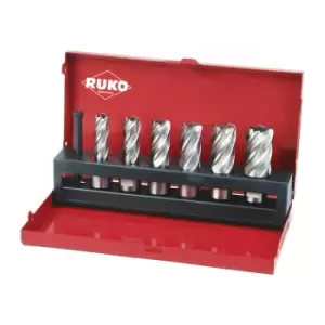 Image of Set de carrotage 7 pieces D. 12-22mm HSS profondeur de coupe 30 mm Weldon RUKO
