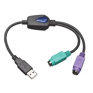 Image of Tripp Lite USB to PS/2 Adapter - Keyboard and Mouse (A M to 2x Mini-Din6 F)