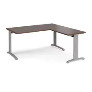 Image of Office Desk Rectangular Desk 1600mm With Return Walnut Tops With Silver Frames TR10